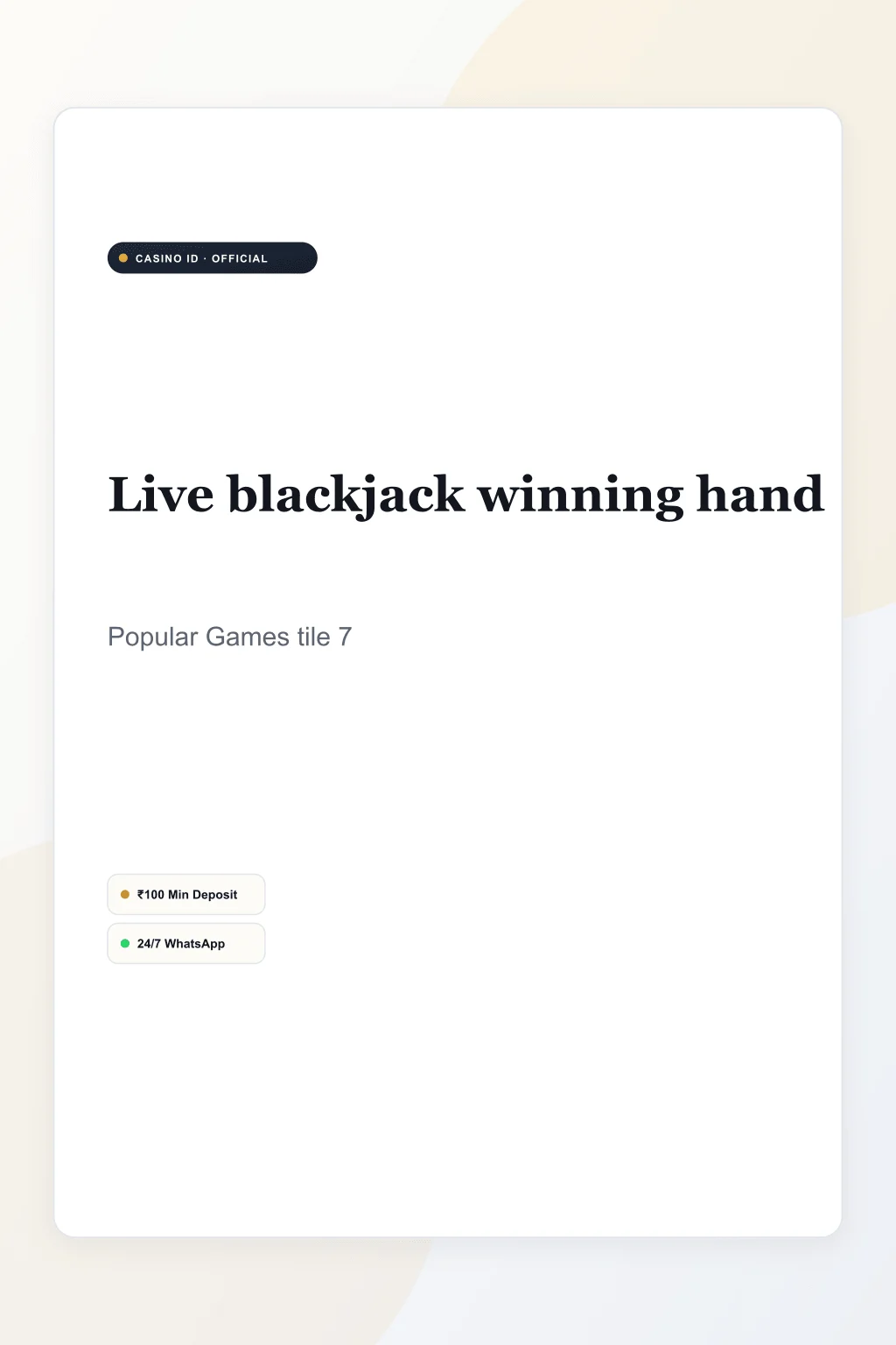 Play Blackjack Live on Casino ID