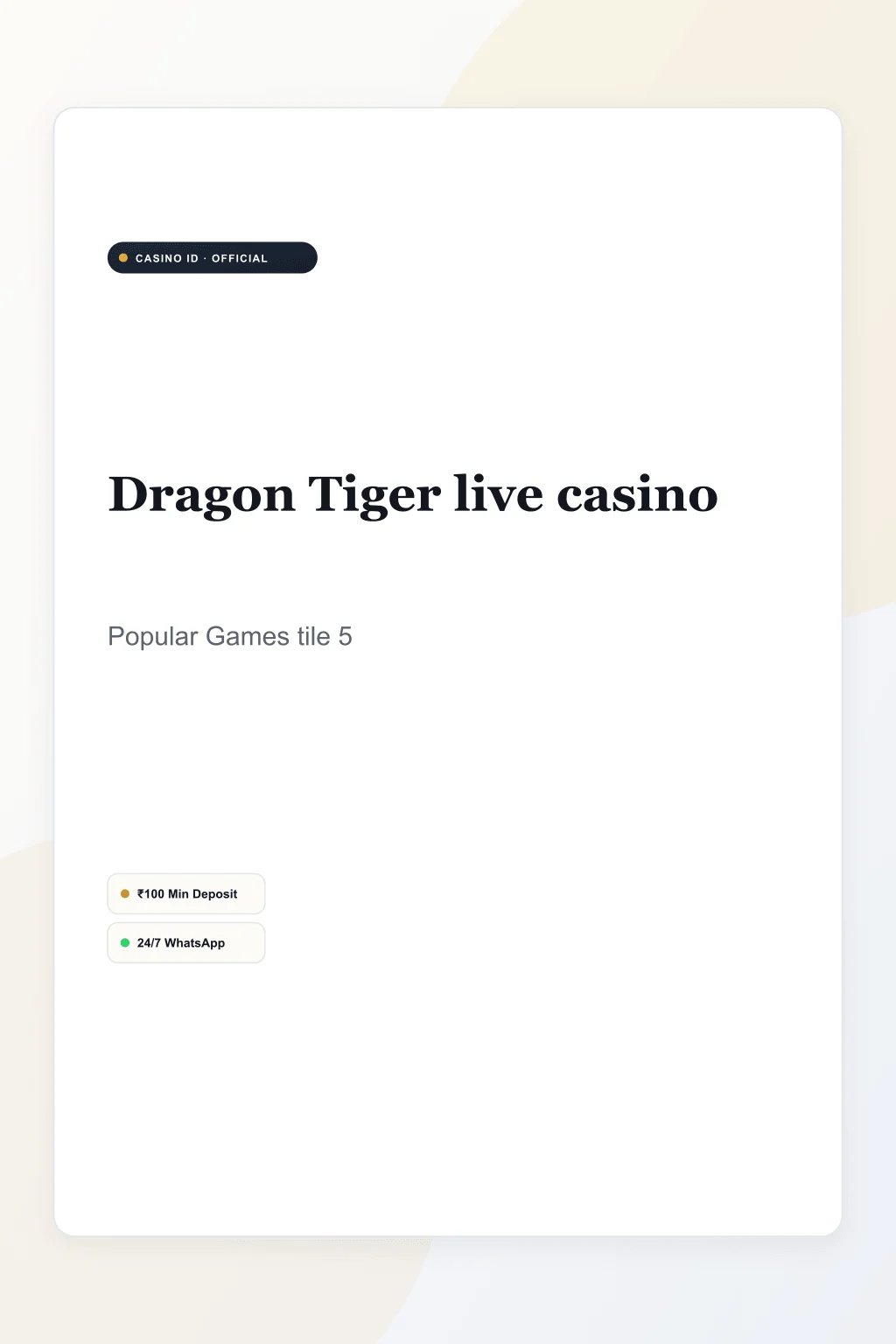 Play Dragon Tiger on Casino ID