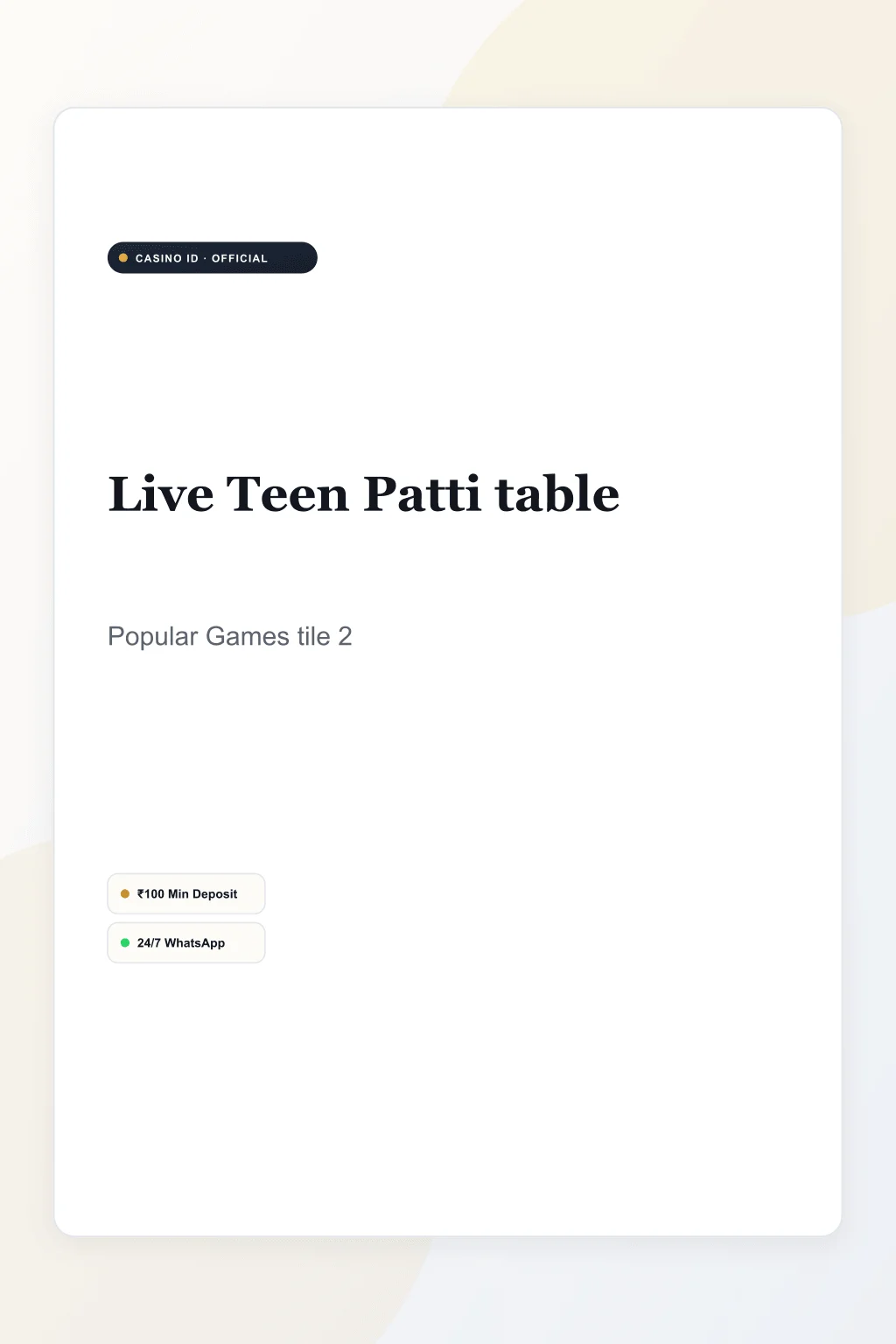 Play Teen Patti Live on Casino ID